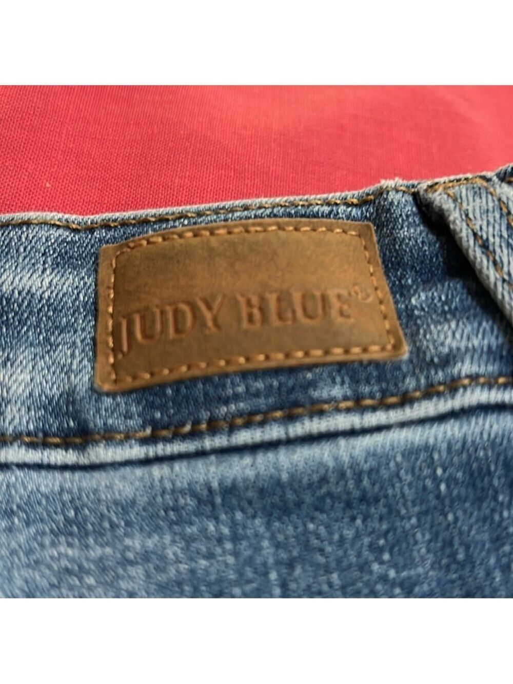 Judy Blue Distressed Button-Fly Skinny Jeans in Blue. 24W - Picture 10 of 12